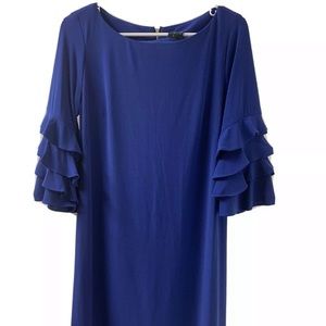 Gabby Skye Blue Ruffle Sleeves Dress